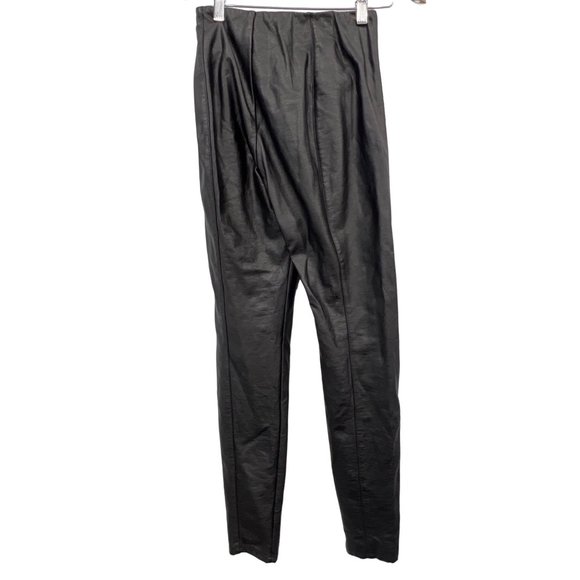 Lysse Faux Vegan Leather Leggings Women S Black High Waist Skinny Tummy Control - Picture 2 of 7